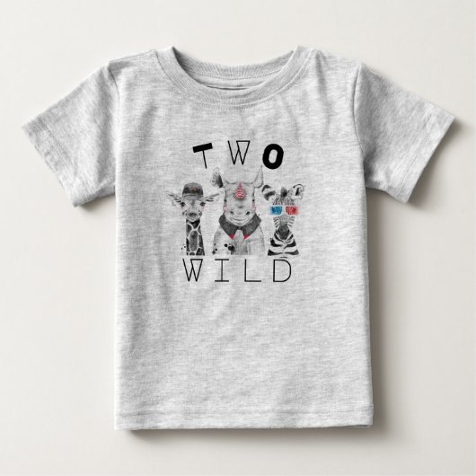 Two Wild | 2歳の誕生日Tシャツ ベビーTシャツ (正面)
