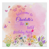 "Two Wild" 2nd Birthday Party Welcome Sign ポスター (正面)