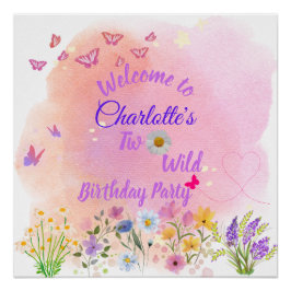 "Two Wild" 2nd Birthday Party Welcome Sign ポスター