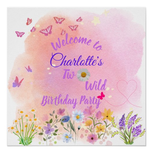 "Two Wild" 2nd Birthday Party Welcome Sign ポスター (正面)