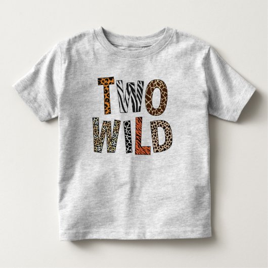 Two Wild 2nd Birthday Two Years Old Animal Print トドラーTシャツ (正面)