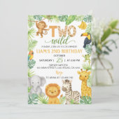 Two Wild Animals Safari 2nd Birthday Party 招待状 (スタンド正面)