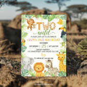 Two Wild Animals Safari 2nd Birthday Party 招待状