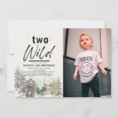Two Wild Bear Forest Mountain 2nd Birthday Photo 招待状 (正面)