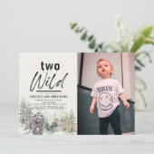 Two Wild Bear Forest Mountain 2nd Birthday Photo 招待状 (スタンド正面)