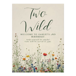 Two Wild Birthday - Boho Cream Wildflower Poster ポスター
