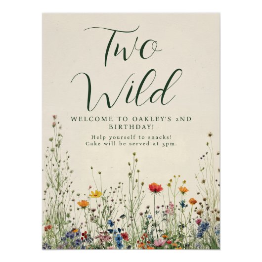 Two Wild Birthday - Boho Cream Wildflower Poster ポスター (正面)