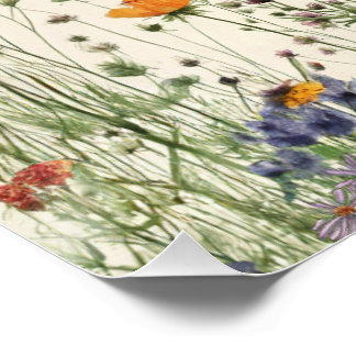 Two Wild Birthday - Boho Cream Wildflower Poster ポスター