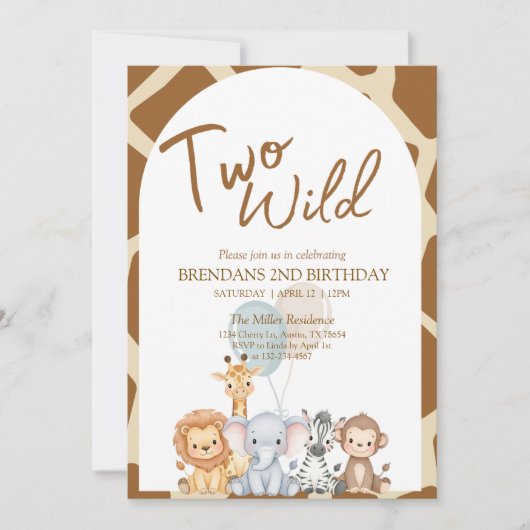 Two Wild Birthday Invitation 招待状 (正面)