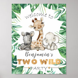  Two Wild Birthday Party Welcome Door Sign ポスター