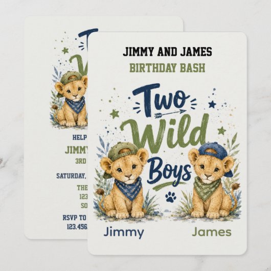 Two Wild Boys バースデーパーティー 招待状 (正面/裏面)