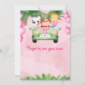 Two Wild Cute Safari Animals Girls 2nd Birthday  招待状 (裏面)