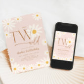 TWO Wild Daisy Floral 2nd Birthday 招待状