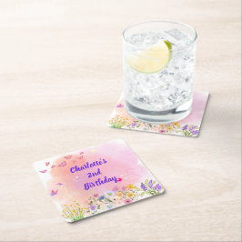 "Two Wild & Full of Wonder" 2nd Birthday Coasters スクエアペーパーコースター