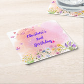 "Two Wild & Full of Wonder" 2nd Birthday Coasters スクエアペーパーコースター (アングル)
