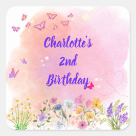 "Two Wild & Full of Wonder" Birthday Favor Sticker スクエアシール