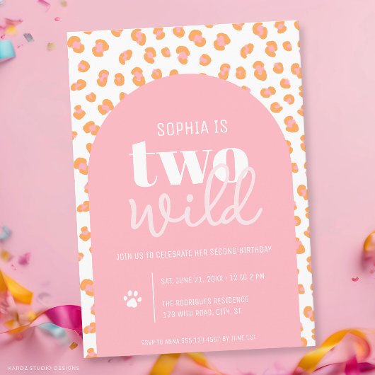 Two Wild Girl 2歳の誕生日招待状 招待状