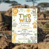 Two Wild Jungle Animals Safari 2nd Birthday 招待状