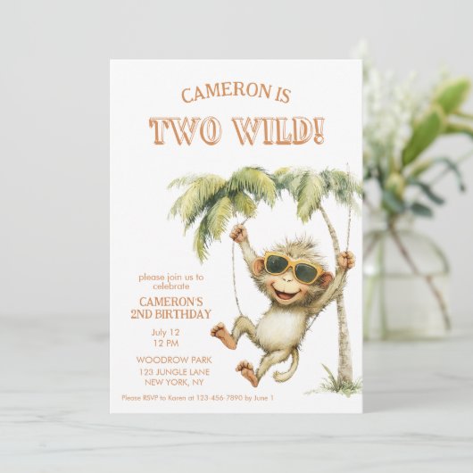 Two Wild Monkey Second Birthday 招待状 (スタンド正面)