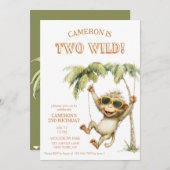 Two Wild Monkey Second Birthday 招待状 (正面/裏面)