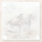 “Two Wild Mustangs ” 荒々しいウエスタンウォーターカラー ガラスコースター (裏面)