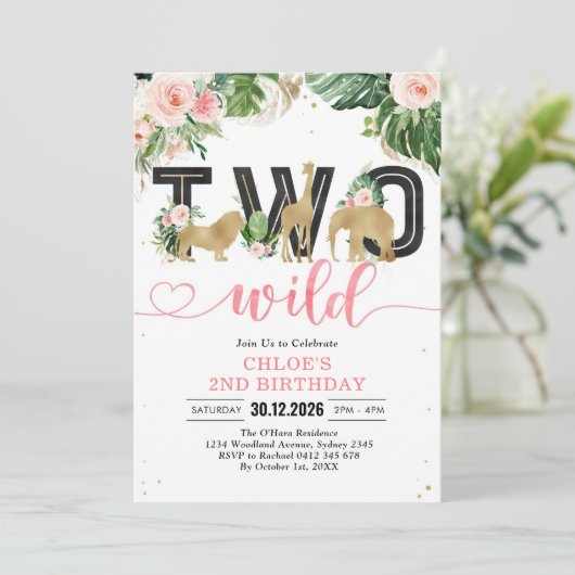 Two Wild Party Animals 2nd Birthday Invitation 招待状 (スタンド正面)