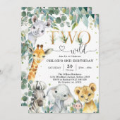 Two Wild Party Animals 2nd Birthday Invitation 招待状 (正面/裏面)