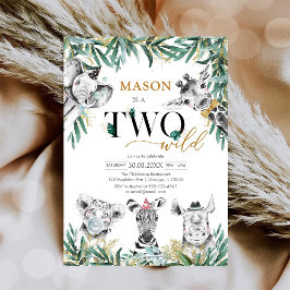 Two Wild Party Animals 2nd Birthday Invitation 招待状