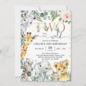 Two Wild Party Animals 2nd Birthday Invitation 招待状 (正面)