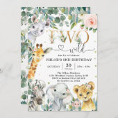 Two Wild Party Animals 2nd Birthday Invitation 招待状 (正面/裏面)