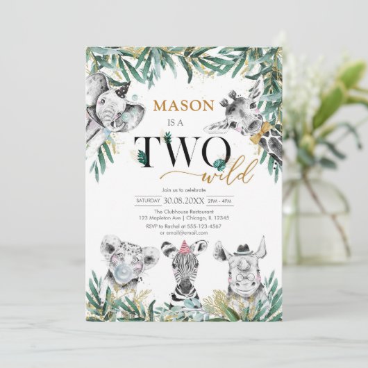 Two Wild Party Animals 2nd Birthday Invitation 招待状 (スタンド正面)