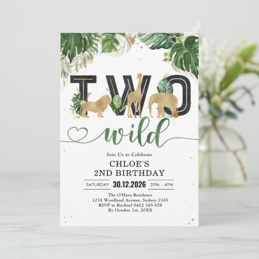 Two Wild Party Animals 2nd Birthday Invitation 招待状 (スタンド正面)