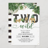 Two Wild Party Animals 2nd Birthday Invitation 招待状 (正面/裏面)