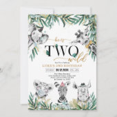 TWO Wild Party Animals Boy Birthday Invitation 招待状 (正面)
