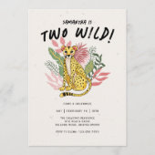 Two Wild Party Animals Cheetah Kids Birthday Party 招待状 (正面)