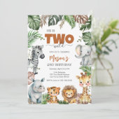 Two Wild Party Animals Kids 2nd Birthday 招待状 (スタンド正面)