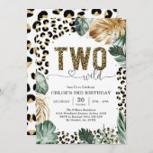 Two Wild Party Animals Leopard 2nd Birthday 招待状 (正面/裏面)