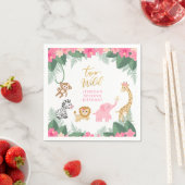 TWO WILD - Pink Safari Girl's 2誕生日 スタンダードカクテルナプキン (インサイチュ)