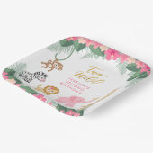 TWO WILD - Pink Safari Girl's 2誕生日 ペーパープレート (傾斜あり)