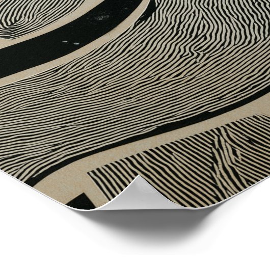 Two wild rabbits with woodcut textures ポスター (角)