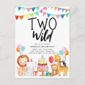 TWO WILD Safariパーティー動物キッズ2nd誕生日 ポストカード (正面)
