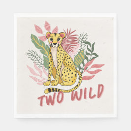 Two Wild Safari ピンクのチーター キッズ バースデーパーティー スタンダードランチョンナプキン