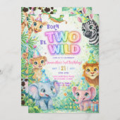Two Wild Safari 2nd Birthday 招待状 (正面/裏面)