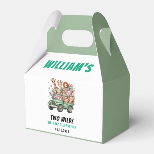 Two Wild Safari Animal 2nd Birthday Party フェイバーボックス (正面サイド)