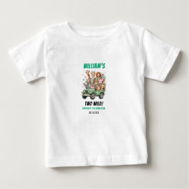 Two Wild Safari Animal 2nd Birthday Party ベビーTシャツ