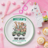Two Wild Safari Animal 2nd Birthday Party ペーパープレート (パーティー)