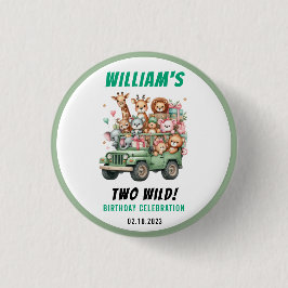 Two Wild Safari Animal 2nd Birthday Party 缶バッジ