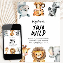 Two Wild Safari Animals 2nd Birthday