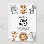 Two Wild Safari Animals 2nd Birthday 招待状 (正面)