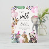 Two Wild Safari Animals 2nd Birthday Invitat 招待状 (スタンド正面)
